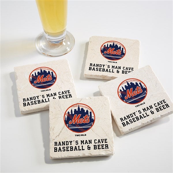 MLB New York Mets Personalized Tumbled Stone Coaster Set  - 39422