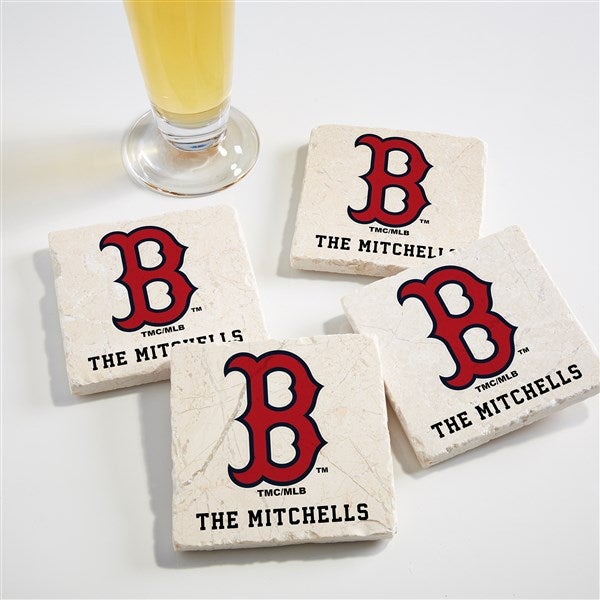 MLB Boston Red Sox Personalized Tumbled Stone Coaster Set  - 39427