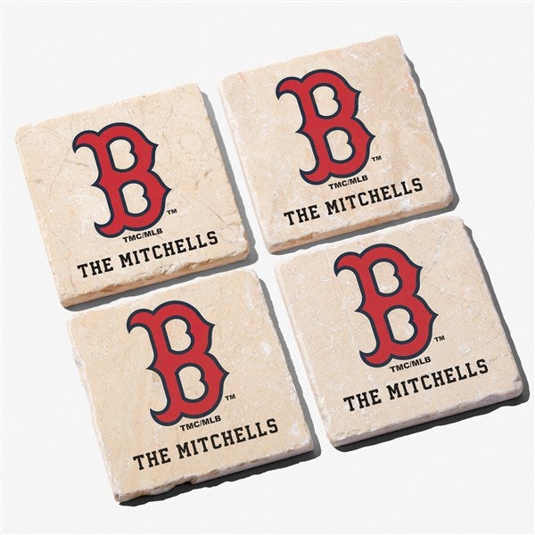 MLB Boston Red Sox Personalized Tumbled Stone Coaster Set  - 39427