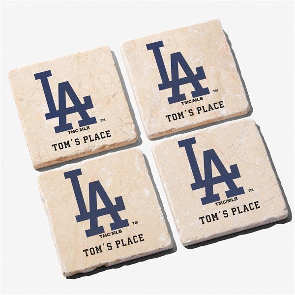 MLB Los Angeles Dodgers Personalized Tumbled Stone Coaster Set  - 39428