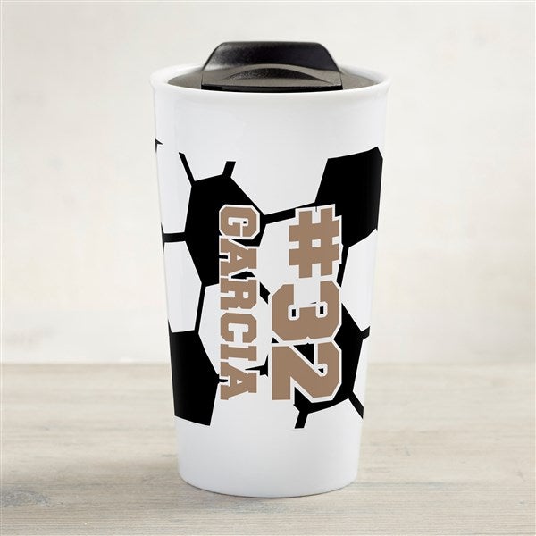 Soccer Personalized 12 oz. Double-Wall Ceramic Travel Mug  - 39455