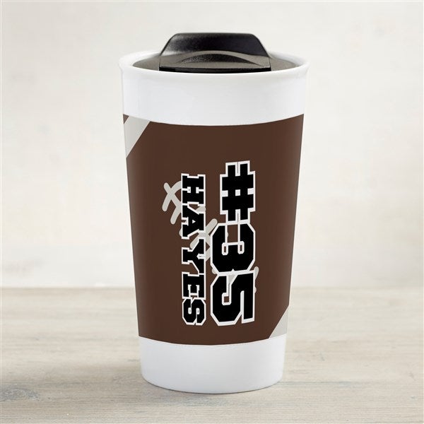 Football Personalized 12 oz. Double-Wall Ceramic Travel Mug  - 39463