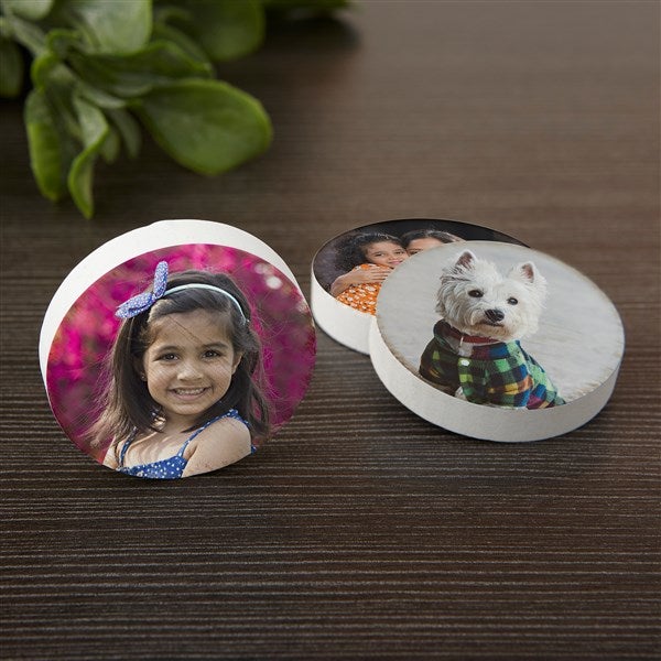 Personalized Photo Round Wood Magnet  - 39496