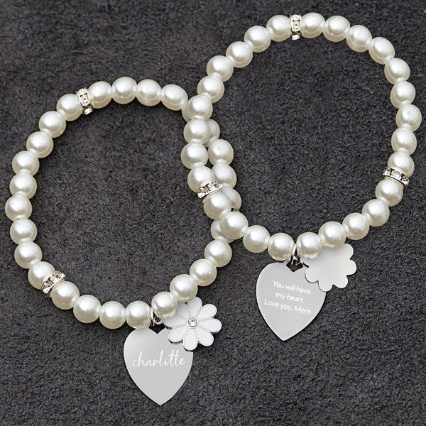 Write Your Own Personalized Flower Heart Bracelet  - 39597