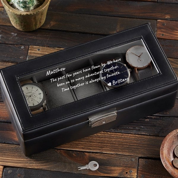 Personalized Leather Watch Box - Romantic Message - 39666