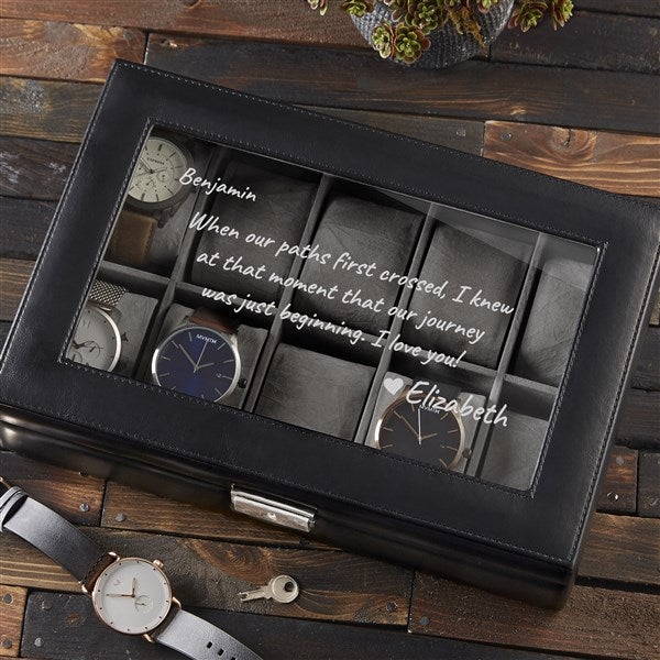 Personalized Leather Watch Box - Romantic Message - 39666