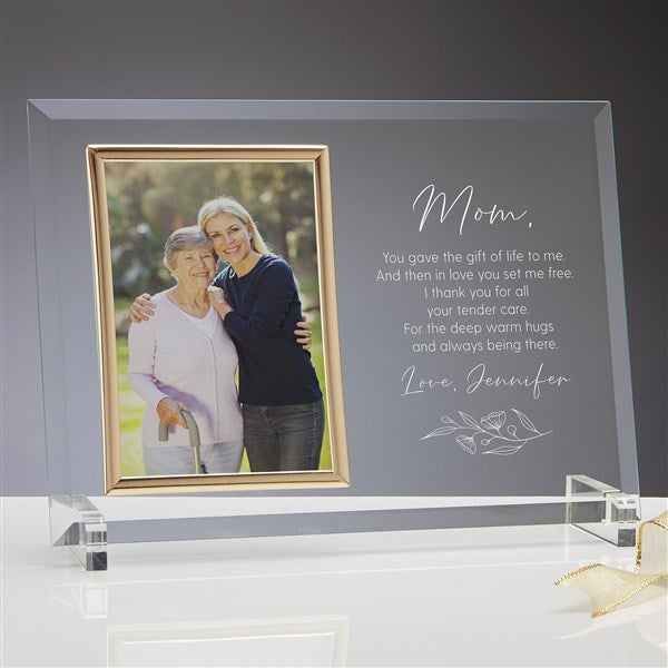 Floral Message For Mom Personalized Glass Frame  - 39749