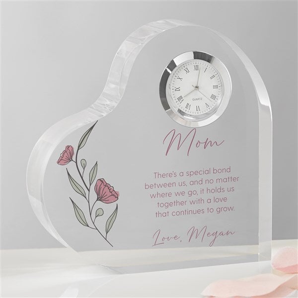 Floral Message For Mom Personalized Heart Clock  - 39751