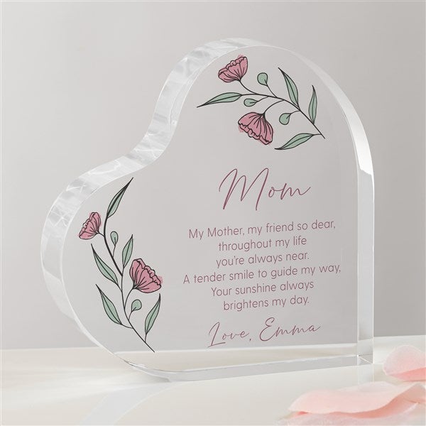 Floral Message For Mom Personalized Heart Keepsake  - 39753