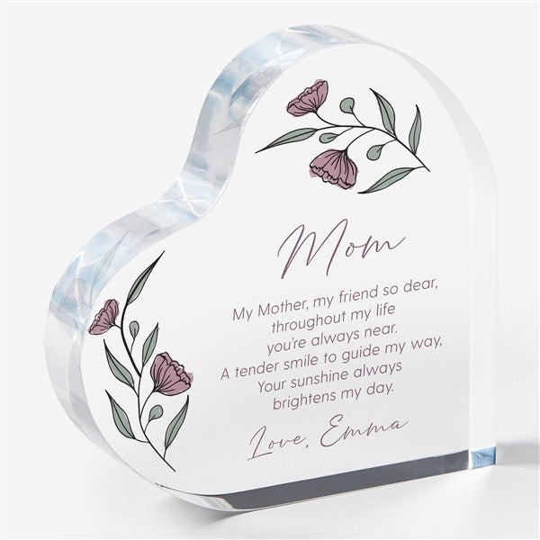 Floral Message For Mom Personalized Heart Keepsake  - 39753