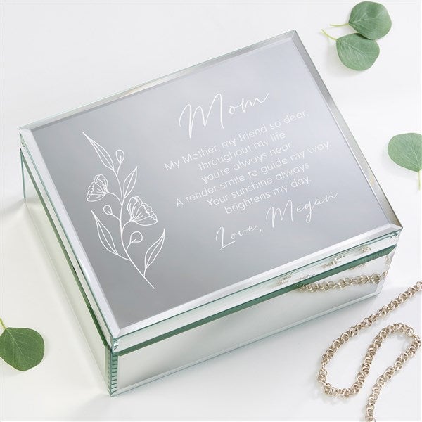 Floral Message For Mom Engraved Glass Jewelry Box  - 39755