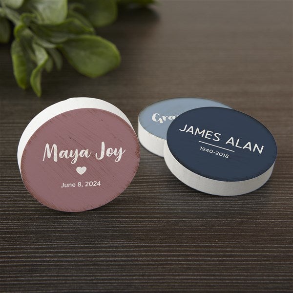 Name & Date Round Wood Magnet for Family Tree  - 39774