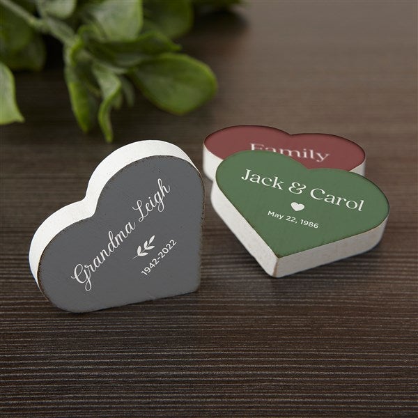 Name & Date Heart Wood Magnet for Family Tree  - 39775