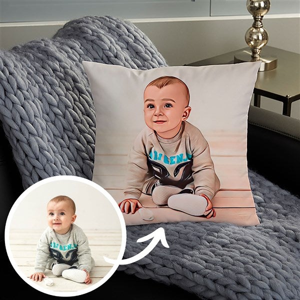 Cartoon Yourself Personalized Photo Throw Pillow  - 39864