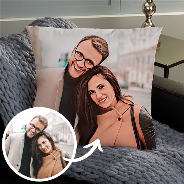 Cartoon Yourself Personalized Photo Throw Pillow  - 39864