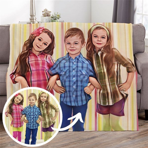 Cartoon Yourself Personalized Photo Blanket  - 39868