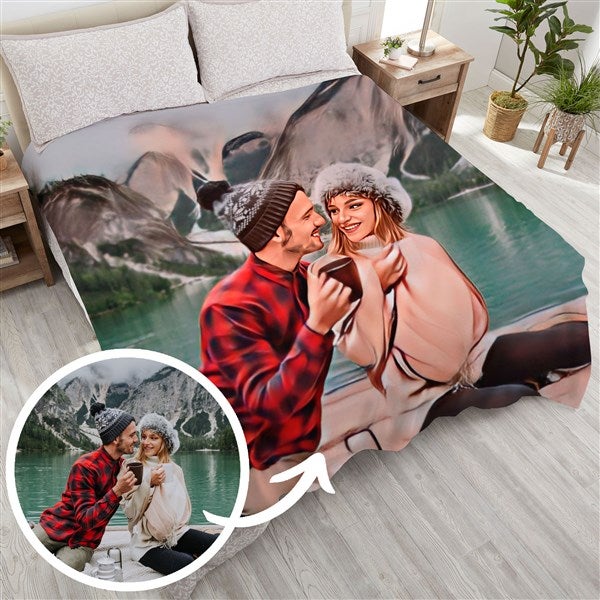 Cartoon Yourself Personalized Photo Blanket  - 39868