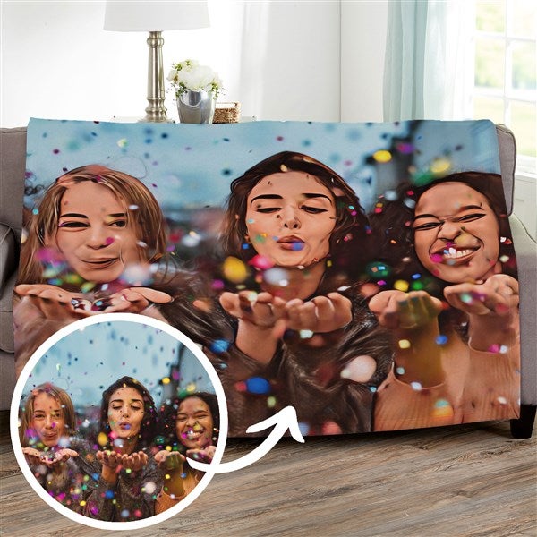 Cartoon Yourself Personalized Photo Blanket  - 39868
