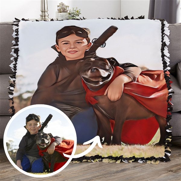 Cartoon Your Pet Personalized Pet Photo Blanket  - 39869