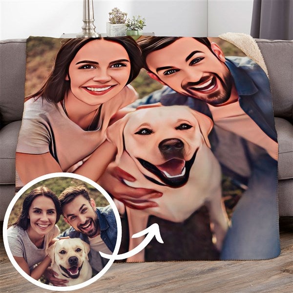 Cartoon Your Pet Personalized Pet Photo Blanket  - 39869