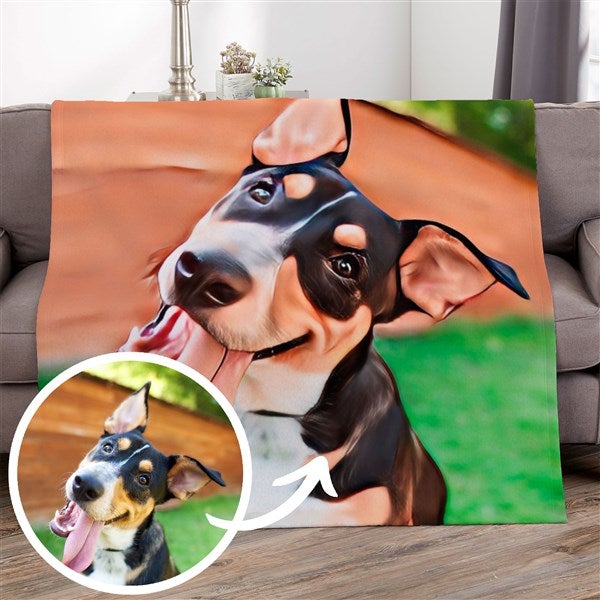 Cartoon Your Pet Personalized Pet Photo Blanket  - 39869