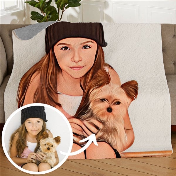 Cartoon Your Pet Personalized Pet Photo Blanket  - 39869
