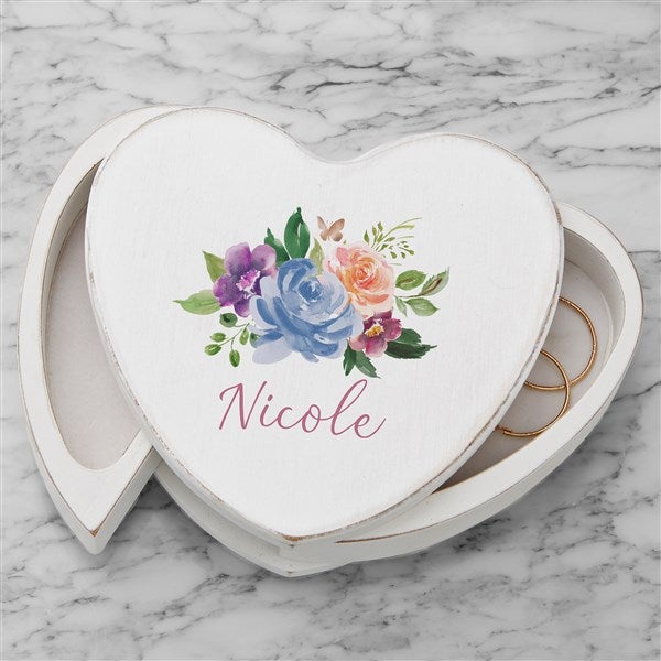 Forever Floral Personalized Heart Jewelry Box  - 39902