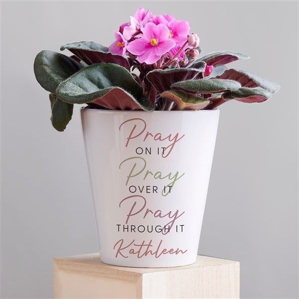 Pray On It Personalized Mini Flower Pot  - 39914