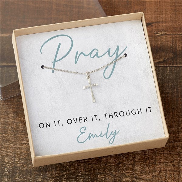 Pray On It Cross Necklace With Personalized Message Card  - 39915