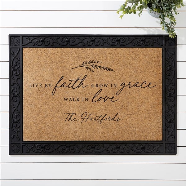 Live By Faith Personalized 18x27 Synthetic Coir Doormat  - 39920