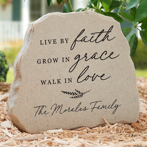 Live By Faith Personalized Standing Garden Stone  - 39926
