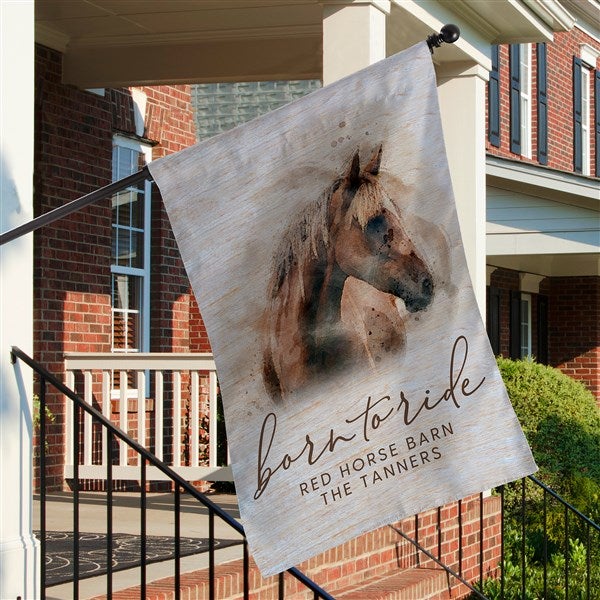 Personalized House Flag - Born To Ride Horses - 39976