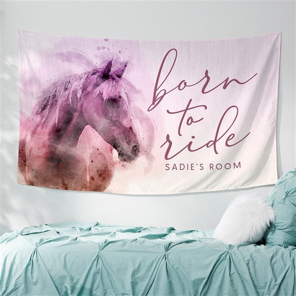 Born To Ride Horses Personalized Wall Tapestry  - 39980