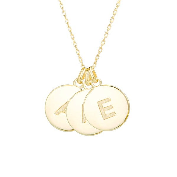 Engraved Gold Initial Disc Necklace 3 Discs