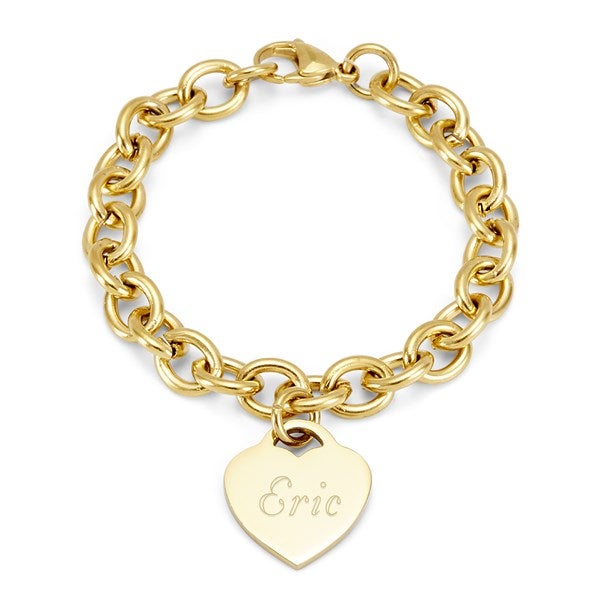 Engraved Heart Link Chain Bracelet  - 39986D