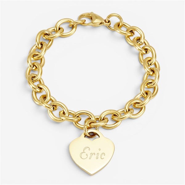 Engraved Heart Link Chain Bracelet  - 39986D