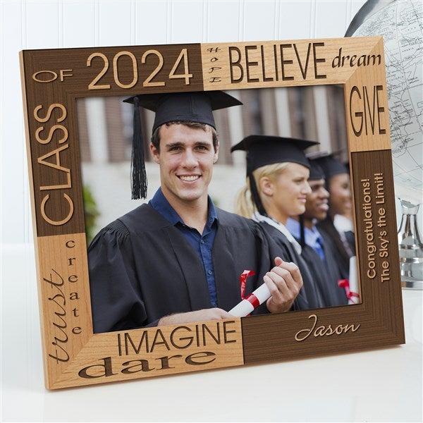 Engraved Graduation Wooden Picture Frame - Hope Dream and Believe - 4000