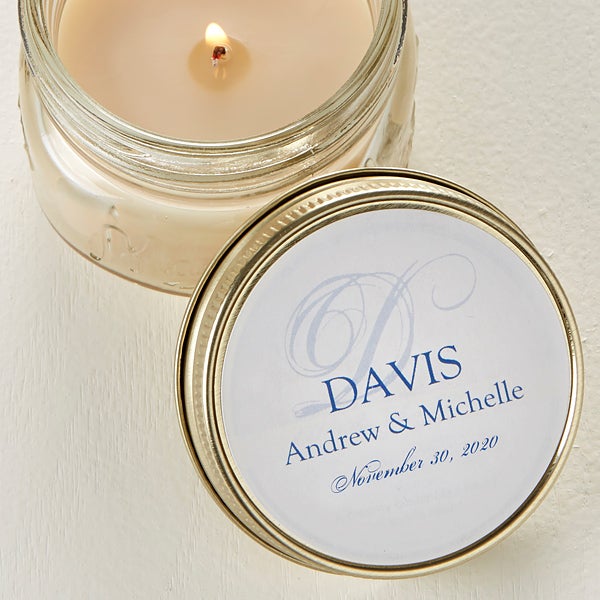 Personalized Candle Tin Favors Elegant Monogram