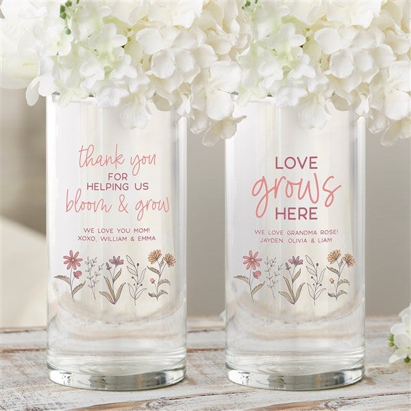 Love Blooms Here Personalized 7.5&quot; Cylinder Vase for Mom  - 40029