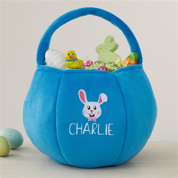 Easter Bunny Embroidered Plush Easter Treat Bag-Orange - 40035
