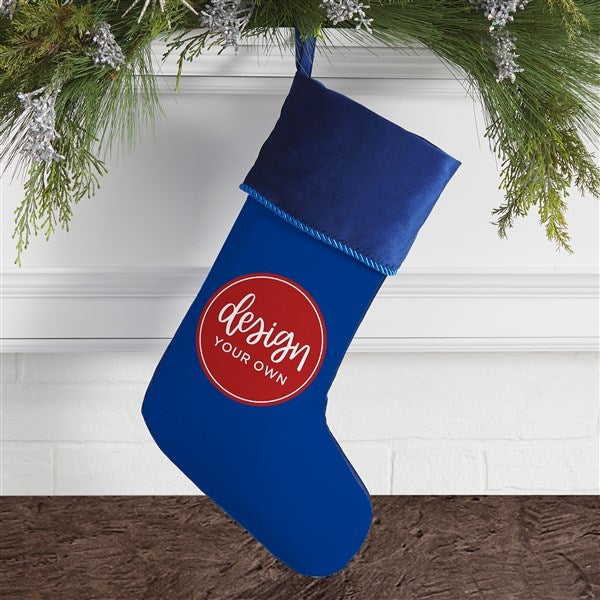 Design Your Own Personalized Christmas Stocking Blue with Blue Cuff