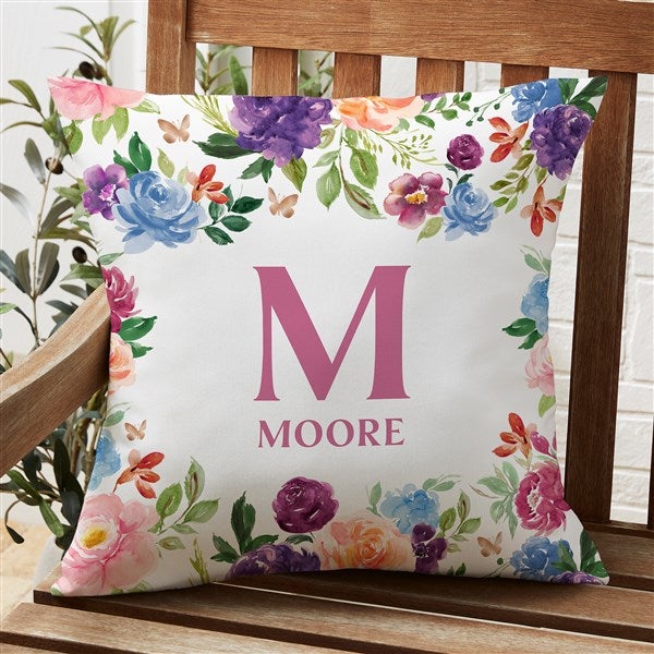 Blooming Blossoms Personalized Outdoor Throw Pillow  - 40086