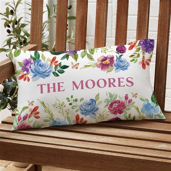 Blooming Blossoms Personalized Outdoor Throw Pillow  - 40086
