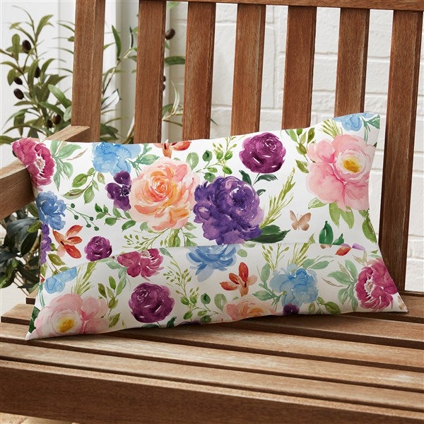 Blooming Blossoms Personalized Lumbar Outdoor Throw Pillow Lumbar