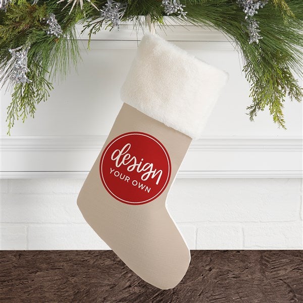 Design Your Own Personalized Ivory Fur Cuff Christmas Stocking  - 40092