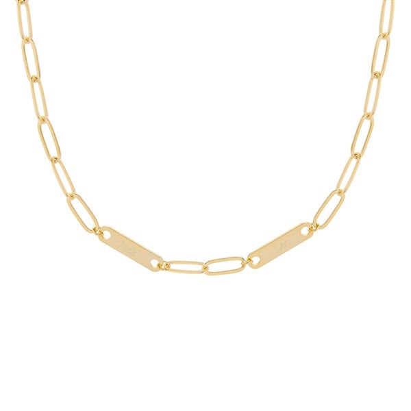 Paperclip Chain Engravable Name Bar Necklace  - 40098D