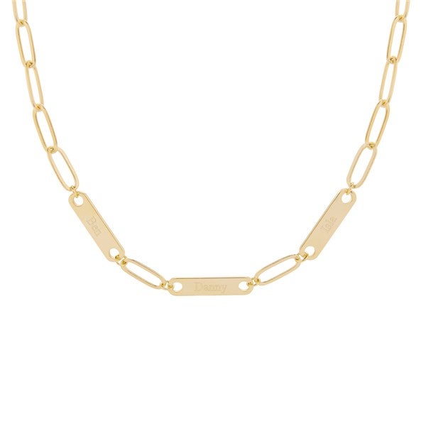 Paperclip Chain Engravable Name Bar Necklace  - 40098D
