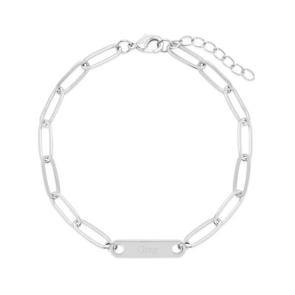 Paperclip Chain Engravable Name Bar Bracelet  - 40104D