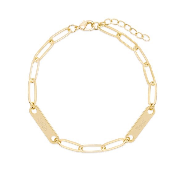 Paperclip Chain Engravable Name Bar Bracelet  - 40104D
