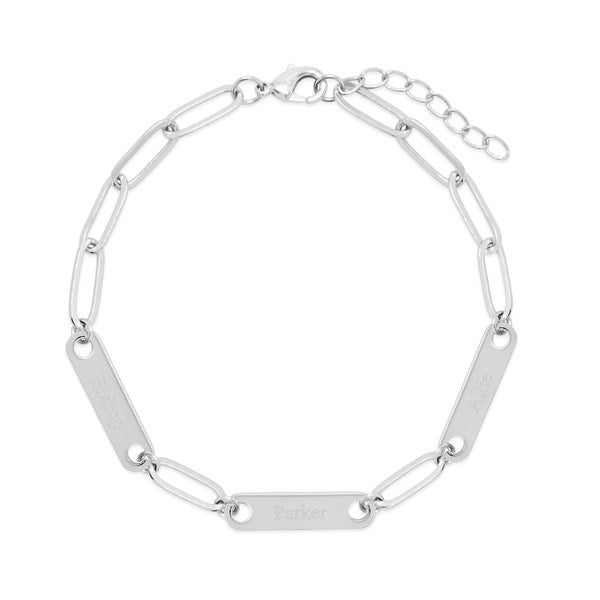 Paperclip Chain Engravable Name Bar Bracelet  - 40104D